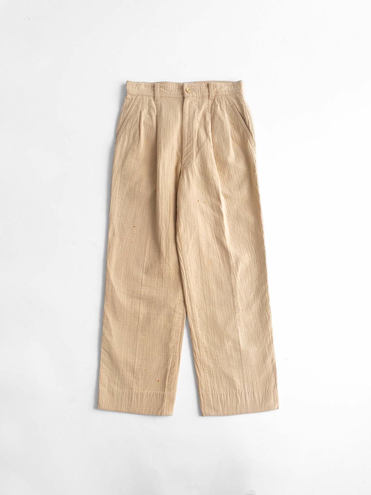 1970s ISSEY MIYAKE CRINKLED TEXTURE BEIGE PANTS
