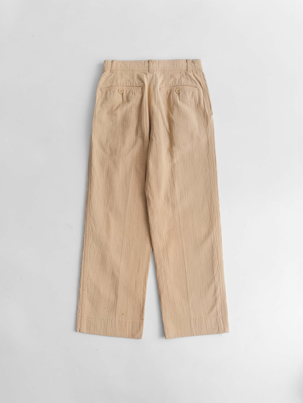 1970s ISSEY MIYAKE CRINKLED TEXTURE BEIGE PANTS