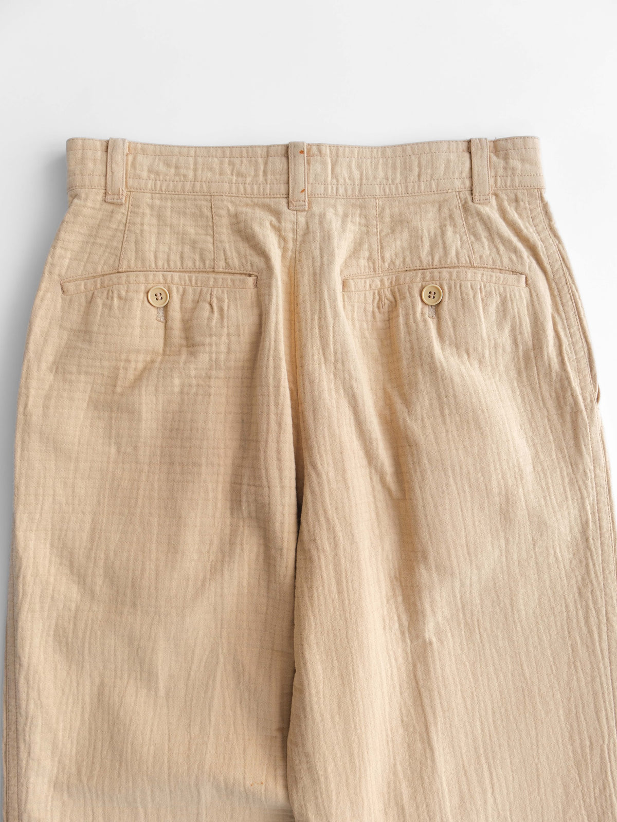 1970s ISSEY MIYAKE CRINKLED TEXTURE BEIGE PANTS