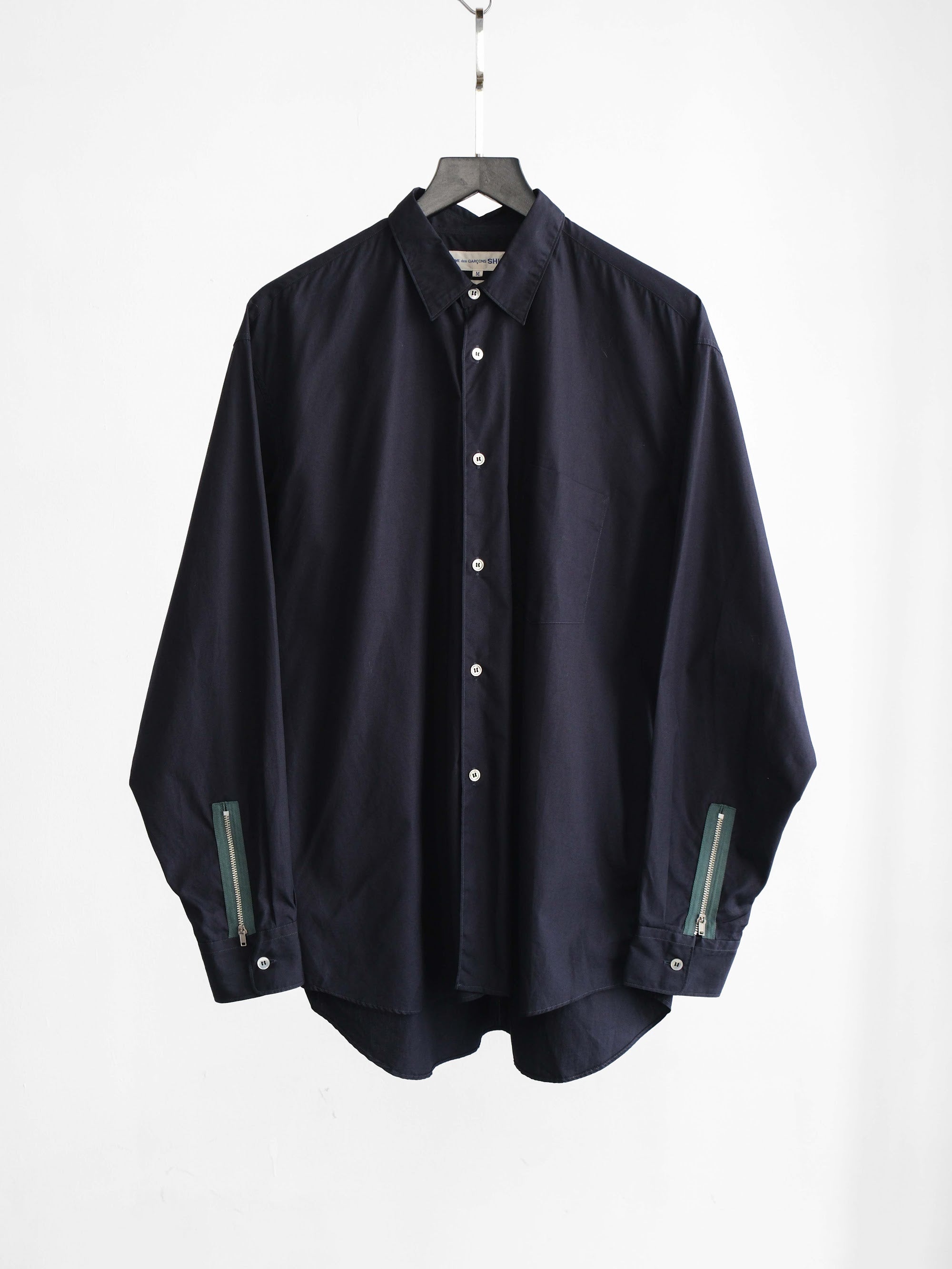 1980s COMME DES GARÇONS SHIRT NAVY HAND ZIP LS SHIRT