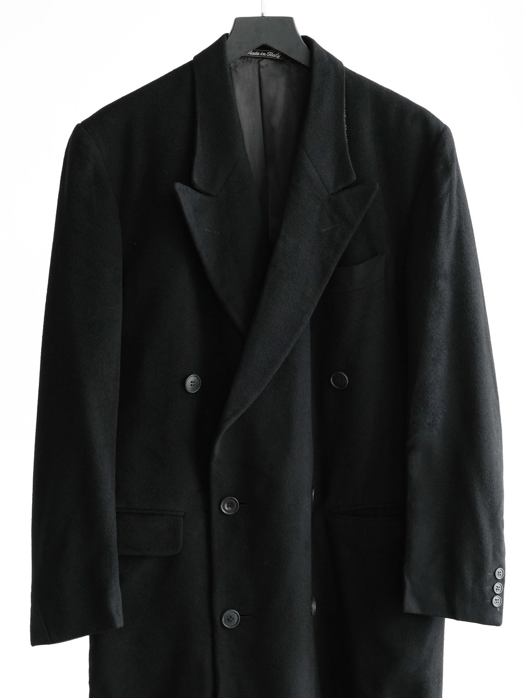 1980s GIORGIO ARMANI BLACK X LORO PIANA CASHMERE COAT