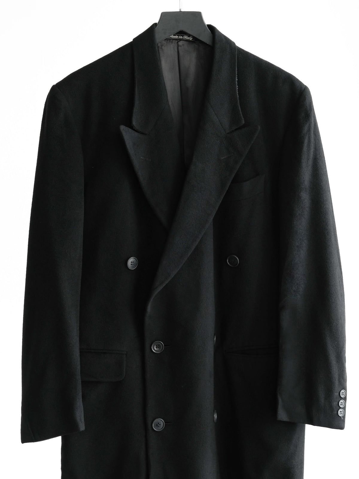 1980s GIORGIO ARMANI BLACK X LORO PIANA CASHMERE COAT