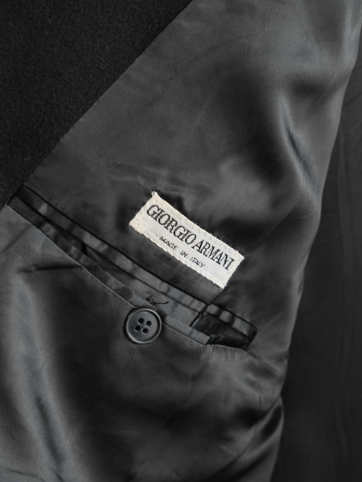 1980s GIORGIO ARMANI BLACK X LORO PIANA CASHMERE COAT