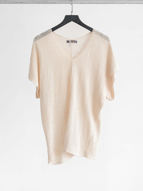 1980s ISSEY MIYAKE CROCHET / KNIT CREAM T-SHIRT