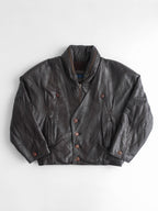 1980s VERSACE PATCHWORK BROWN BYBLOS/ LEATHER  JACKET