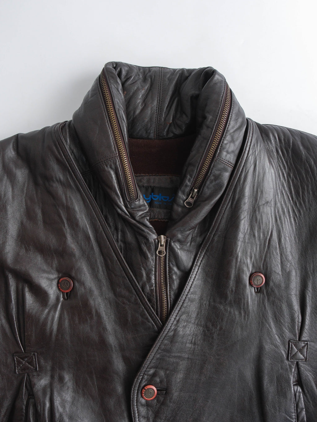 1980s VERSACE PATCHWORK BROWN BYBLOS/ LEATHER  JACKET