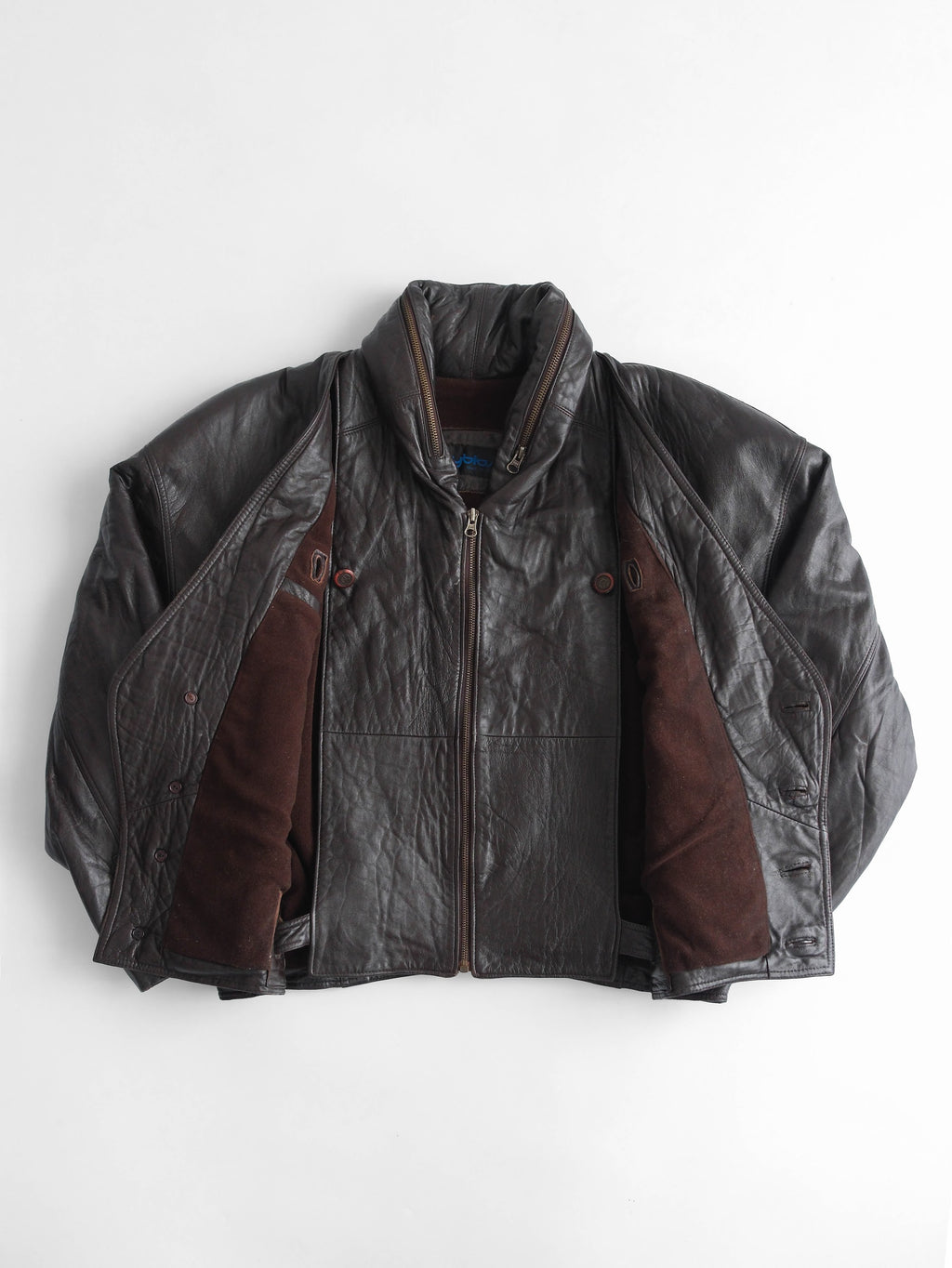 1980s VERSACE PATCHWORK BROWN BYBLOS/ LEATHER  JACKET
