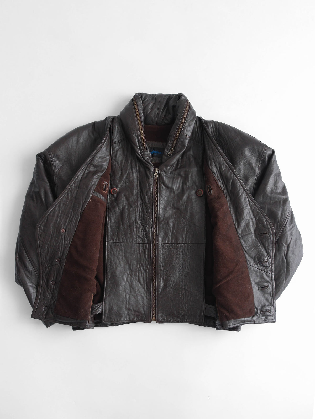 1980s VERSACE PATCHWORK BROWN BYBLOS/ LEATHER  JACKET