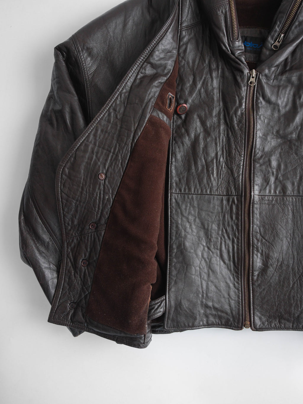 1980s VERSACE PATCHWORK BROWN BYBLOS/ LEATHER  JACKET