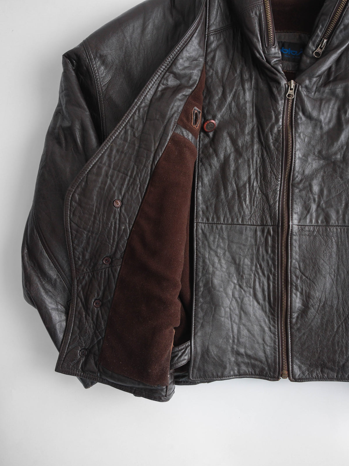 1980s VERSACE PATCHWORK BROWN BYBLOS/ LEATHER  JACKET