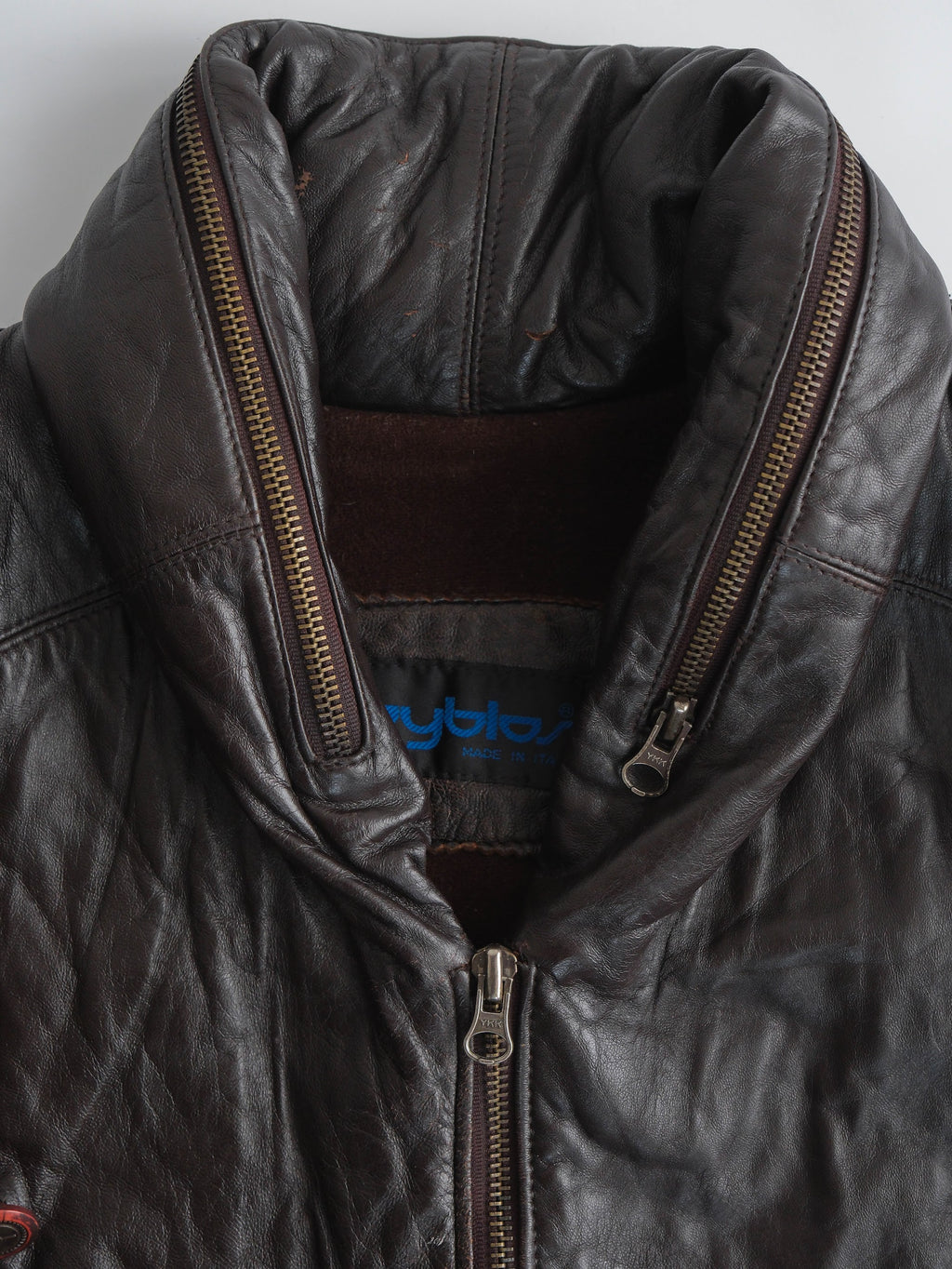 1980s VERSACE PATCHWORK BROWN BYBLOS/ LEATHER  JACKET