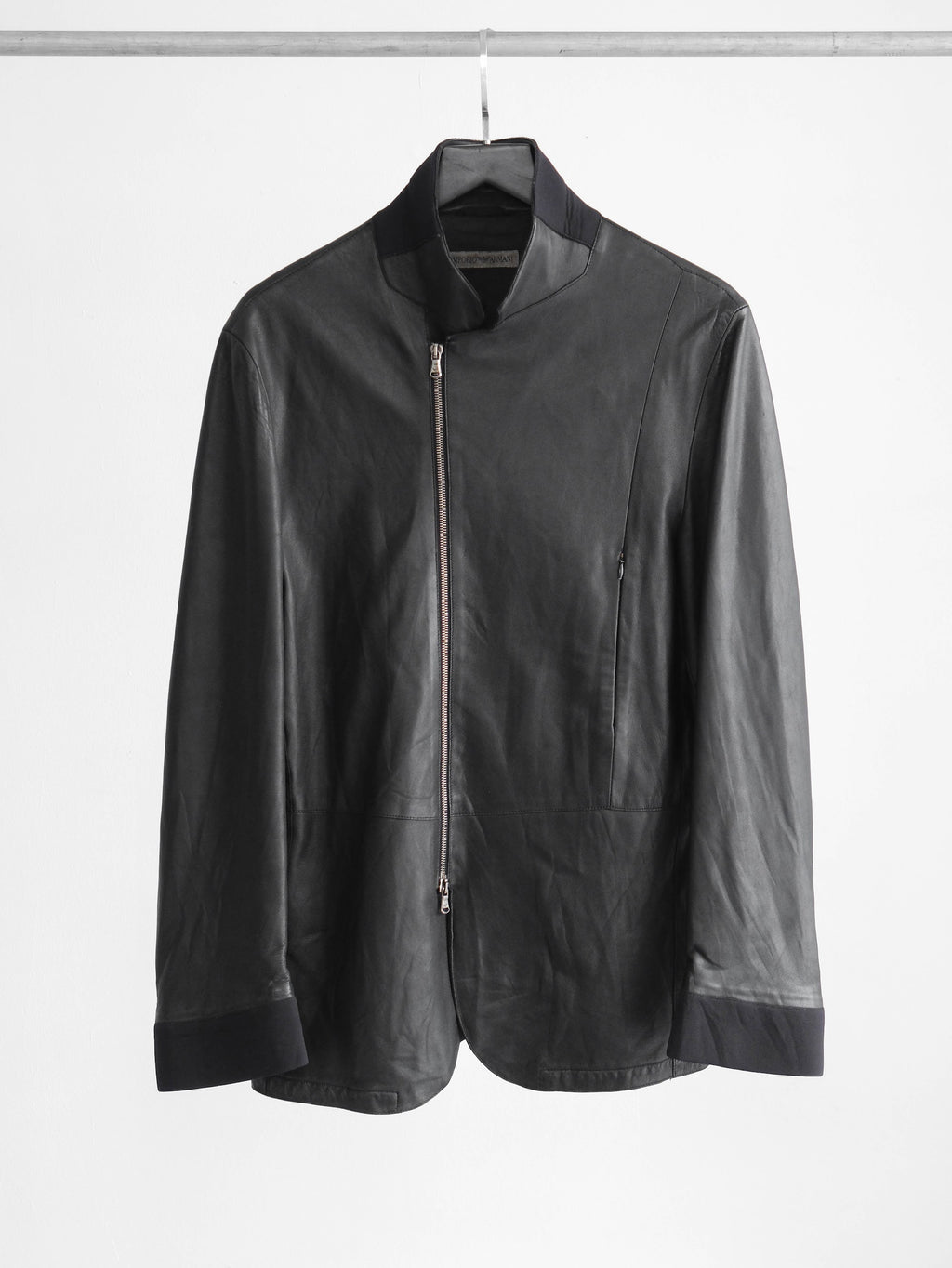 1990s ARMANI BLACK EMPORIO/ LEATHER ZIP JACKET