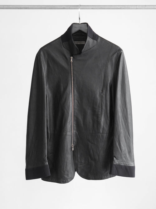 1990s ARMANI BLACK EMPORIO/ LEATHER ZIP JACKET