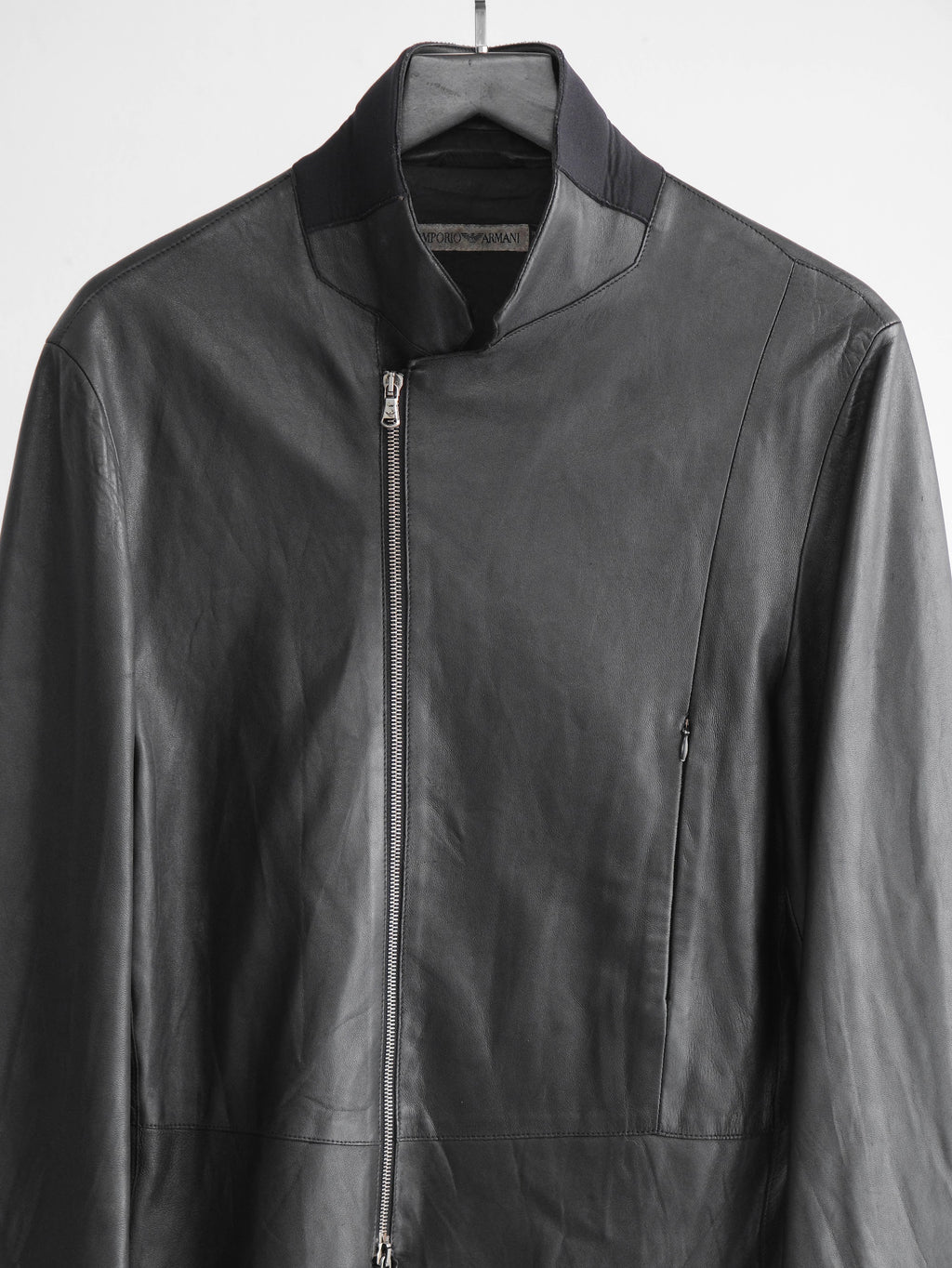 1990s ARMANI BLACK EMPORIO/ LEATHER ZIP JACKET