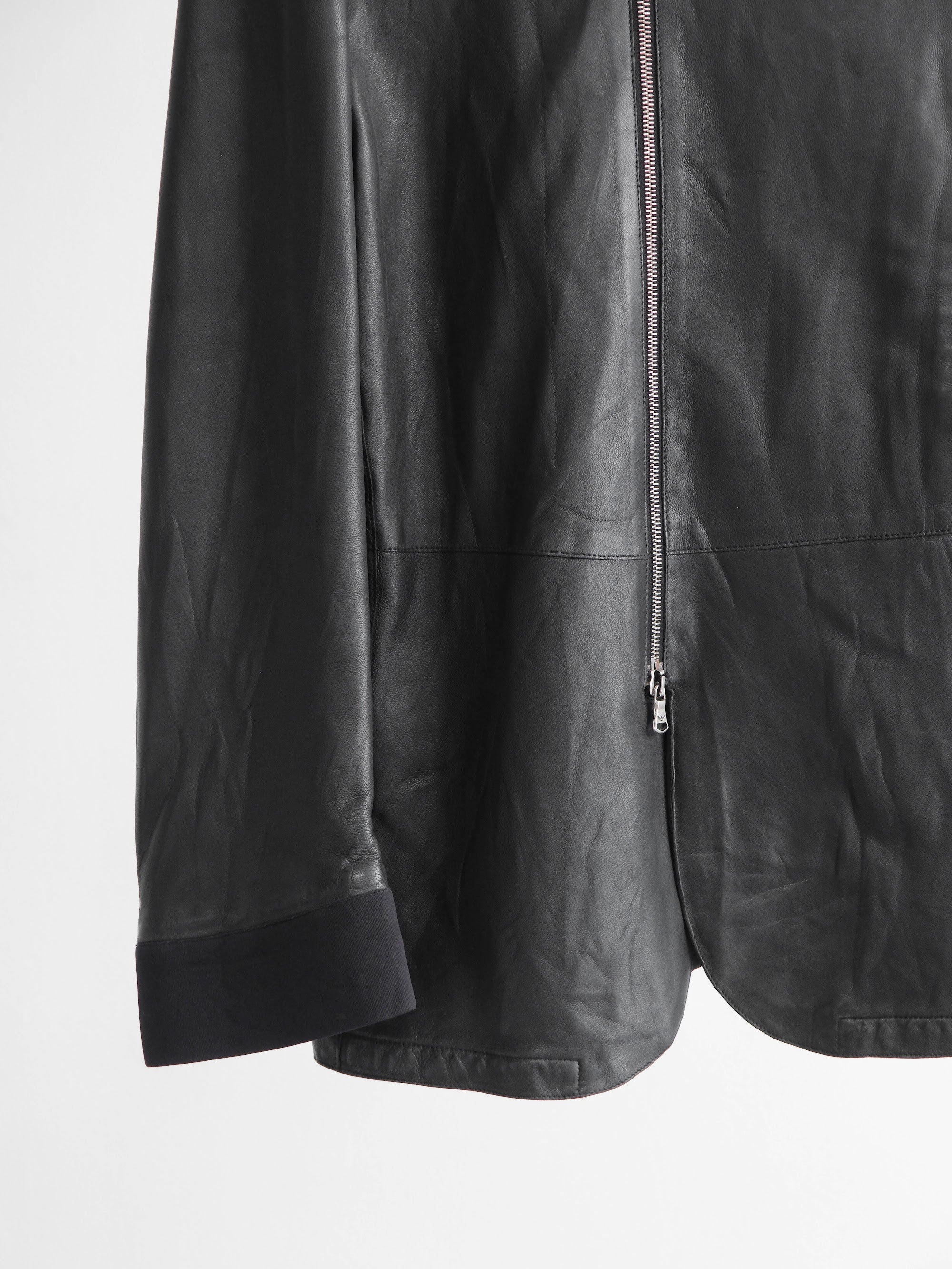 1990s ARMANI BLACK EMPORIO/ LEATHER ZIP JACKET