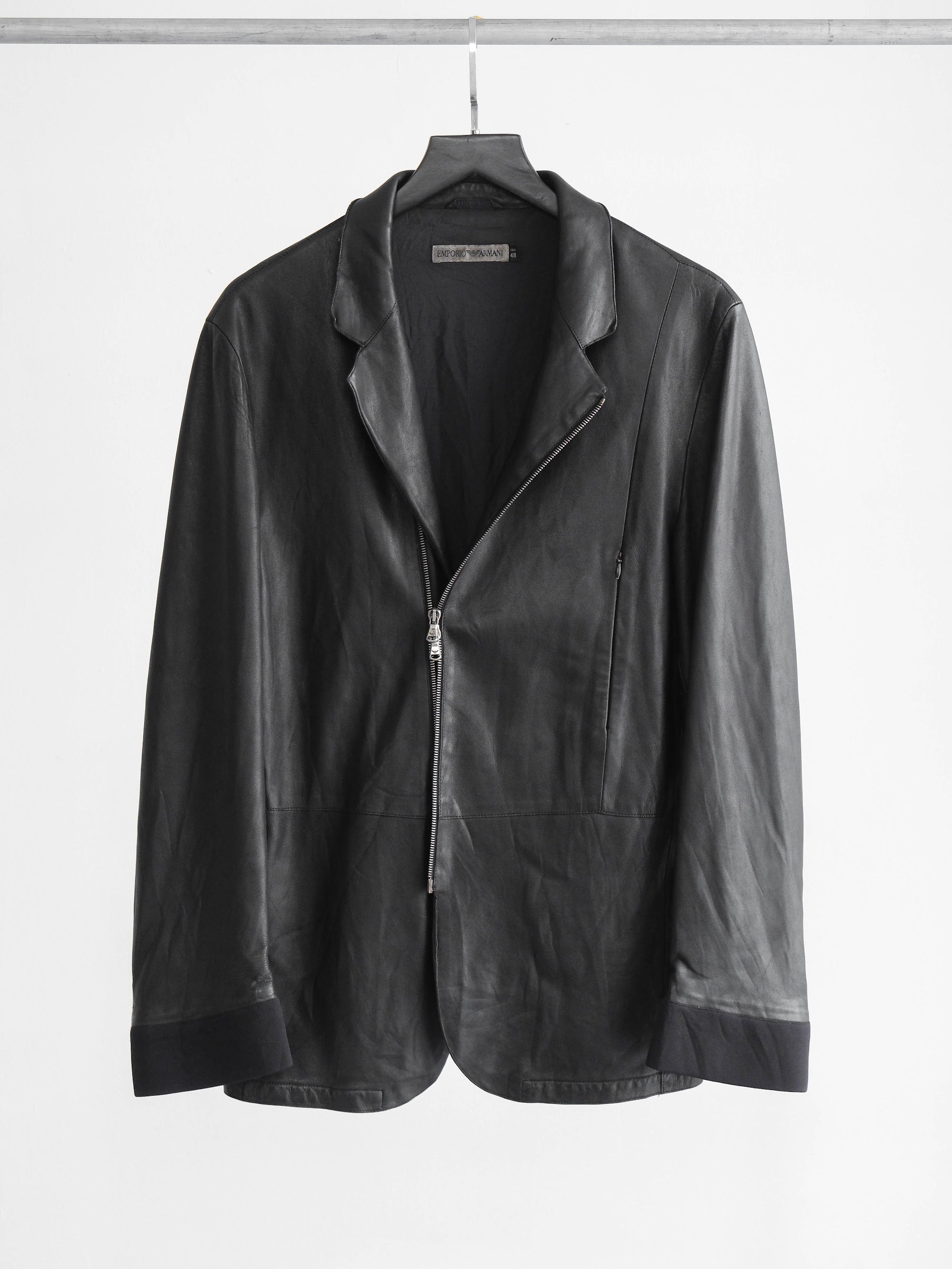 1990s ARMANI BLACK EMPORIO/ LEATHER ZIP JACKET