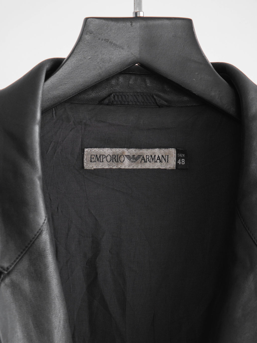1990s ARMANI BLACK EMPORIO/ LEATHER ZIP JACKET