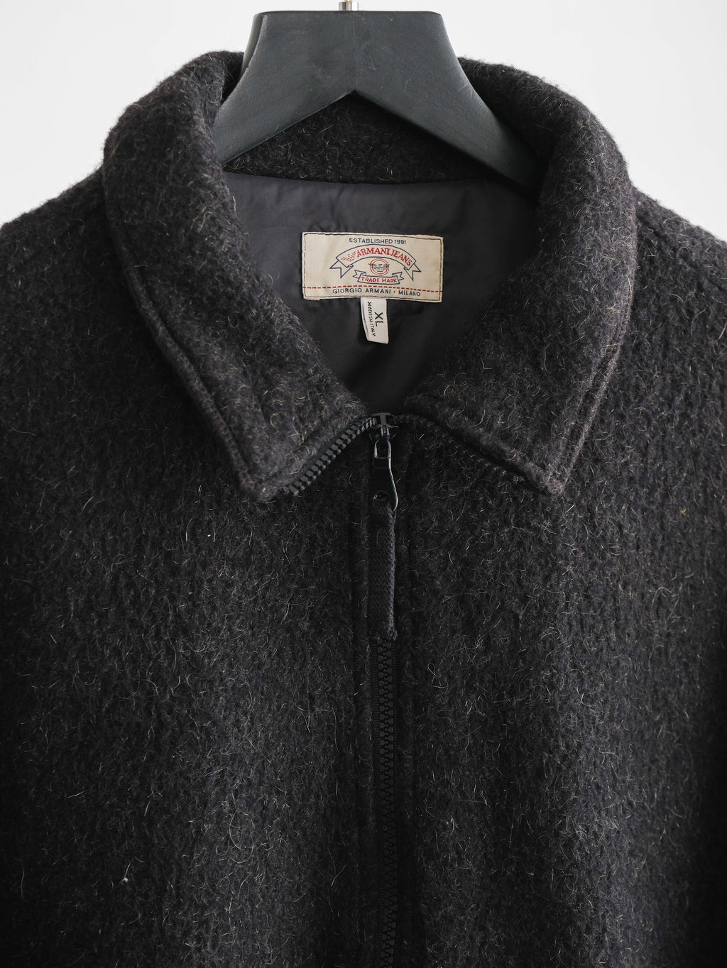 1990s ARMANI BLACK JEANS FLEECE WOOL JACKET