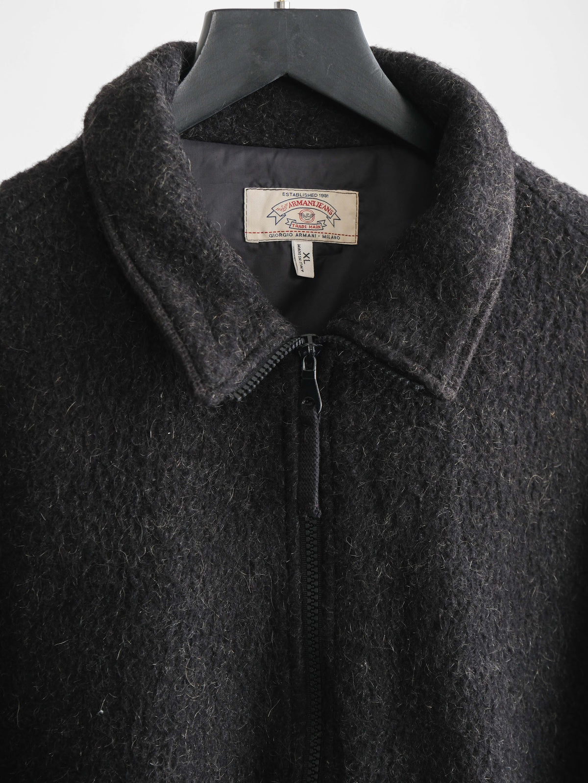 1990s ARMANI BLACK JEANS FLEECE WOOL JACKET