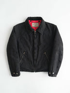 1990s ARMANI BLACK JEANS WAXED COTTON MOTO - QUILTED LINING JACKET