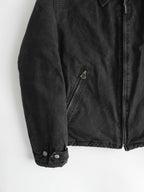 1990s ARMANI BLACK JEANS WAXED COTTON MOTO - QUILTED LINING JACKET