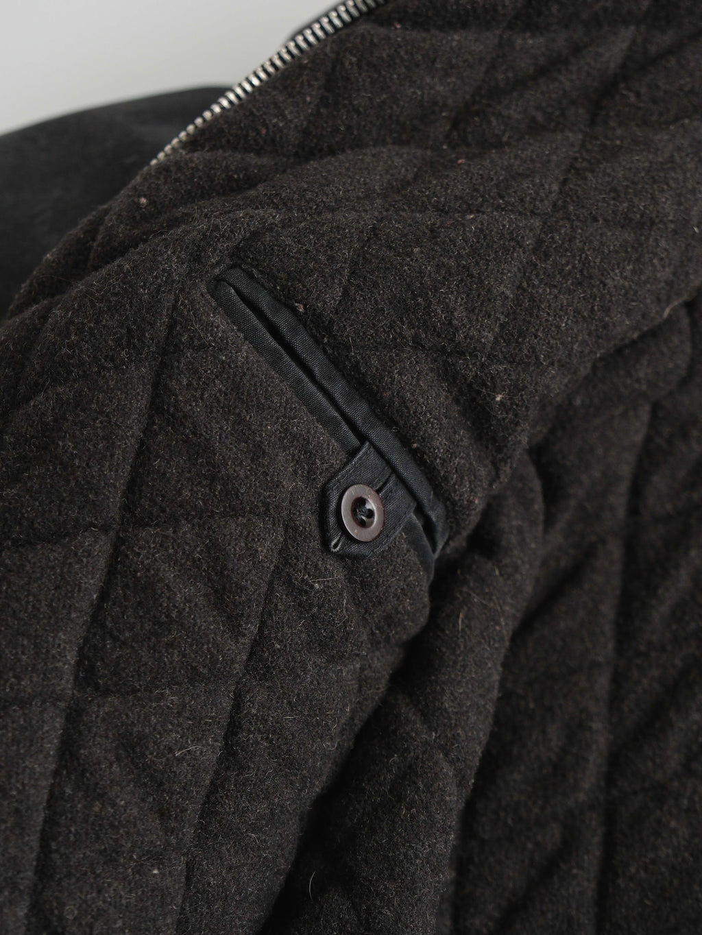 1990s ARMANI BLACK JEANS WAXED COTTON MOTO - QUILTED LINING JACKET