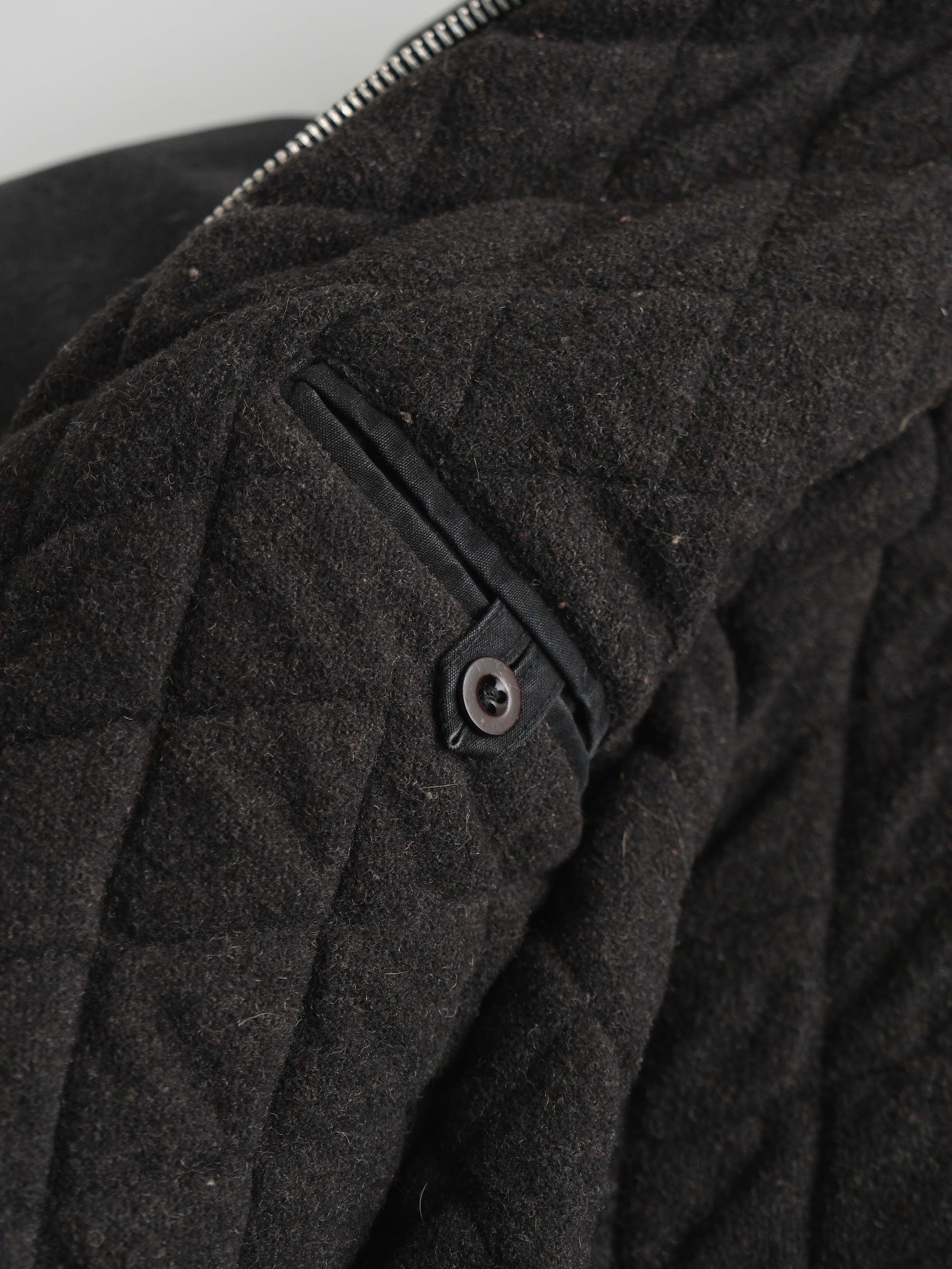 1990s ARMANI BLACK JEANS WAXED COTTON MOTO - QUILTED LINING JACKET