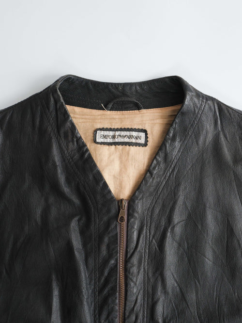 1990s ARMANI BLACK LEATHER JACKET