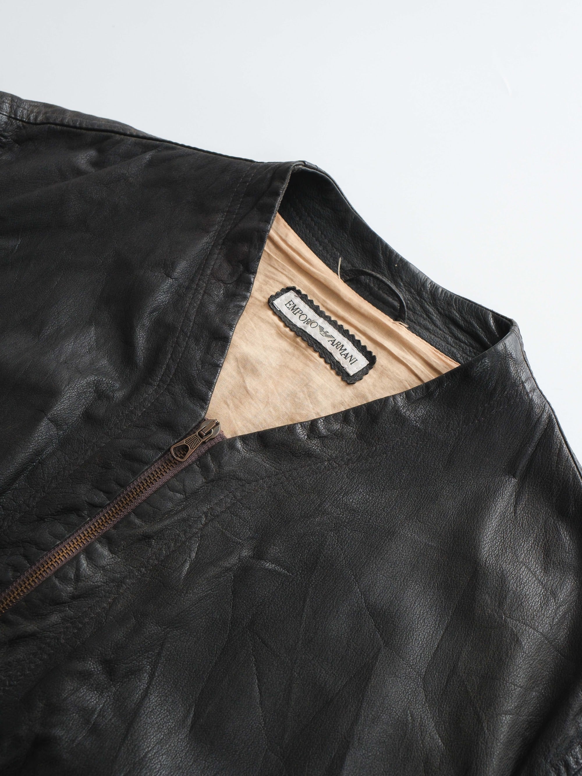 1990s ARMANI BLACK LEATHER JACKET