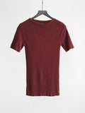 1990s ARMANI CROCHET / KNIT BURGUNDY JEANS T-SHIRT