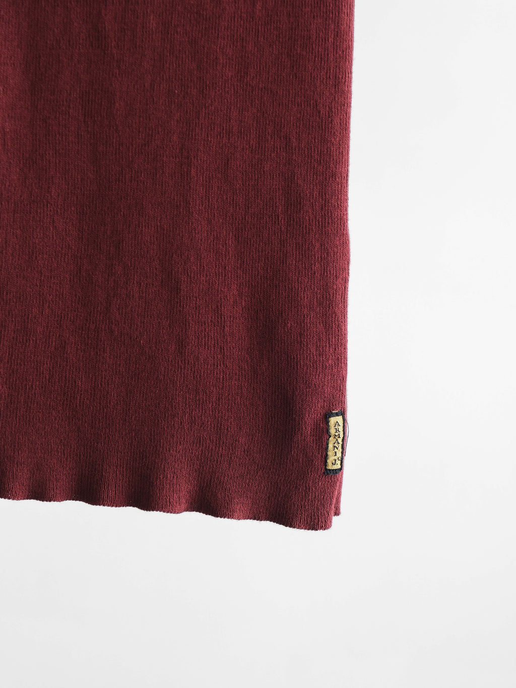 1990s ARMANI CROCHET / KNIT BURGUNDY JEANS T-SHIRT