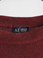 1990s ARMANI CROCHET / KNIT BURGUNDY JEANS T-SHIRT
