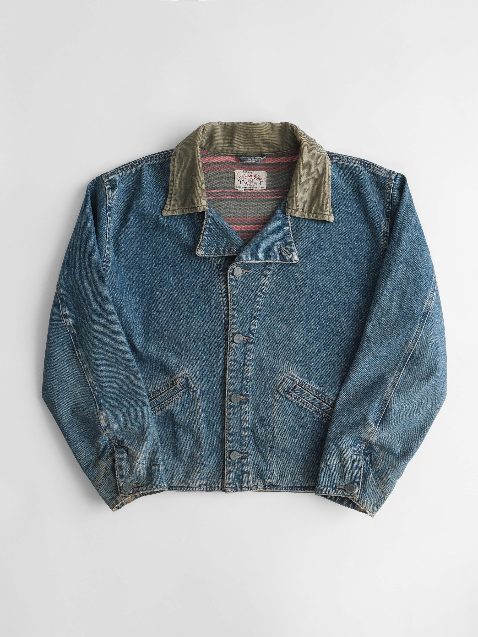 1990s ARMANI DENIM JEANS/ CORDUROY NECK JACKET