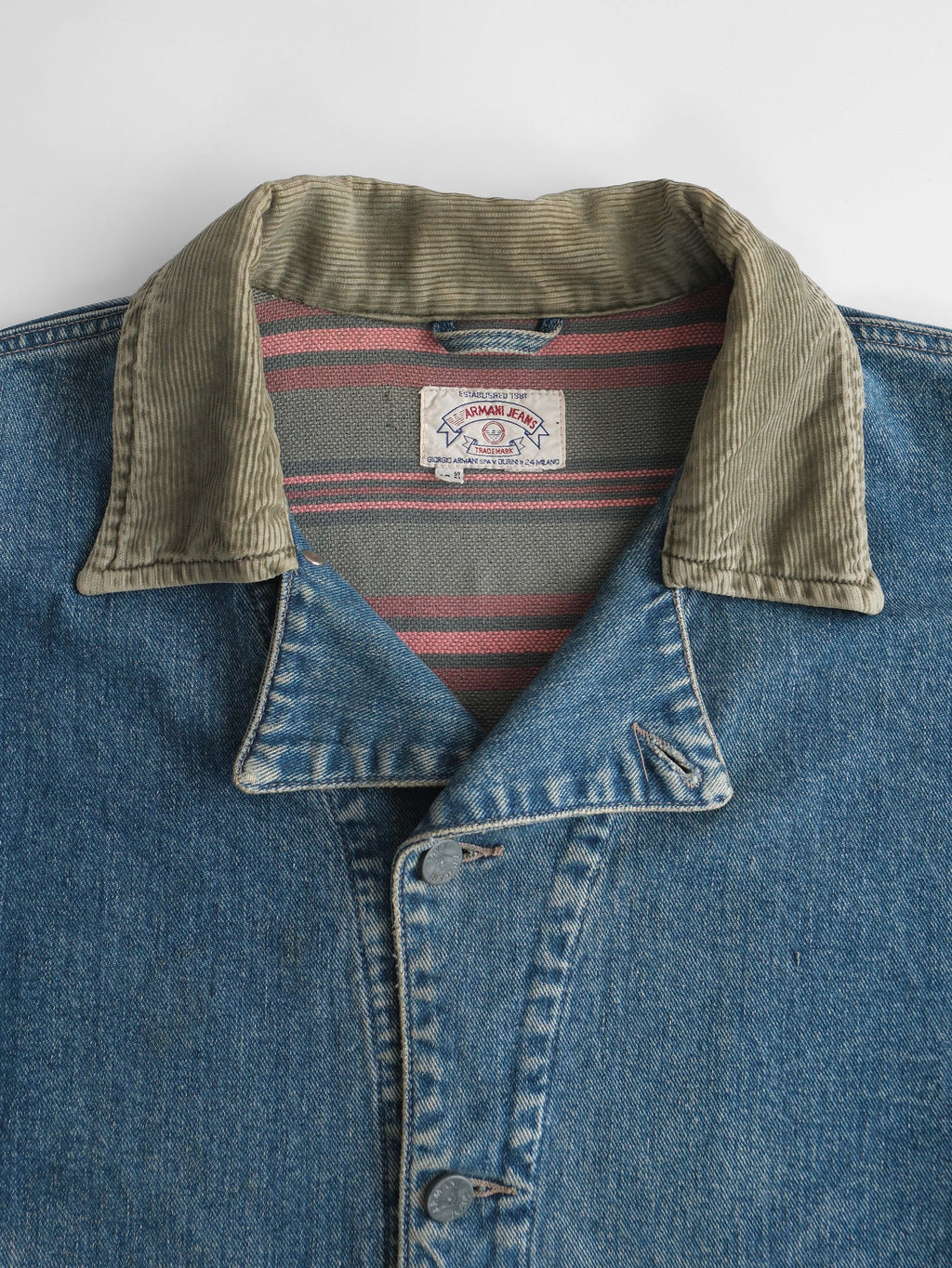 1990s ARMANI DENIM JEANS/ CORDUROY NECK JACKET