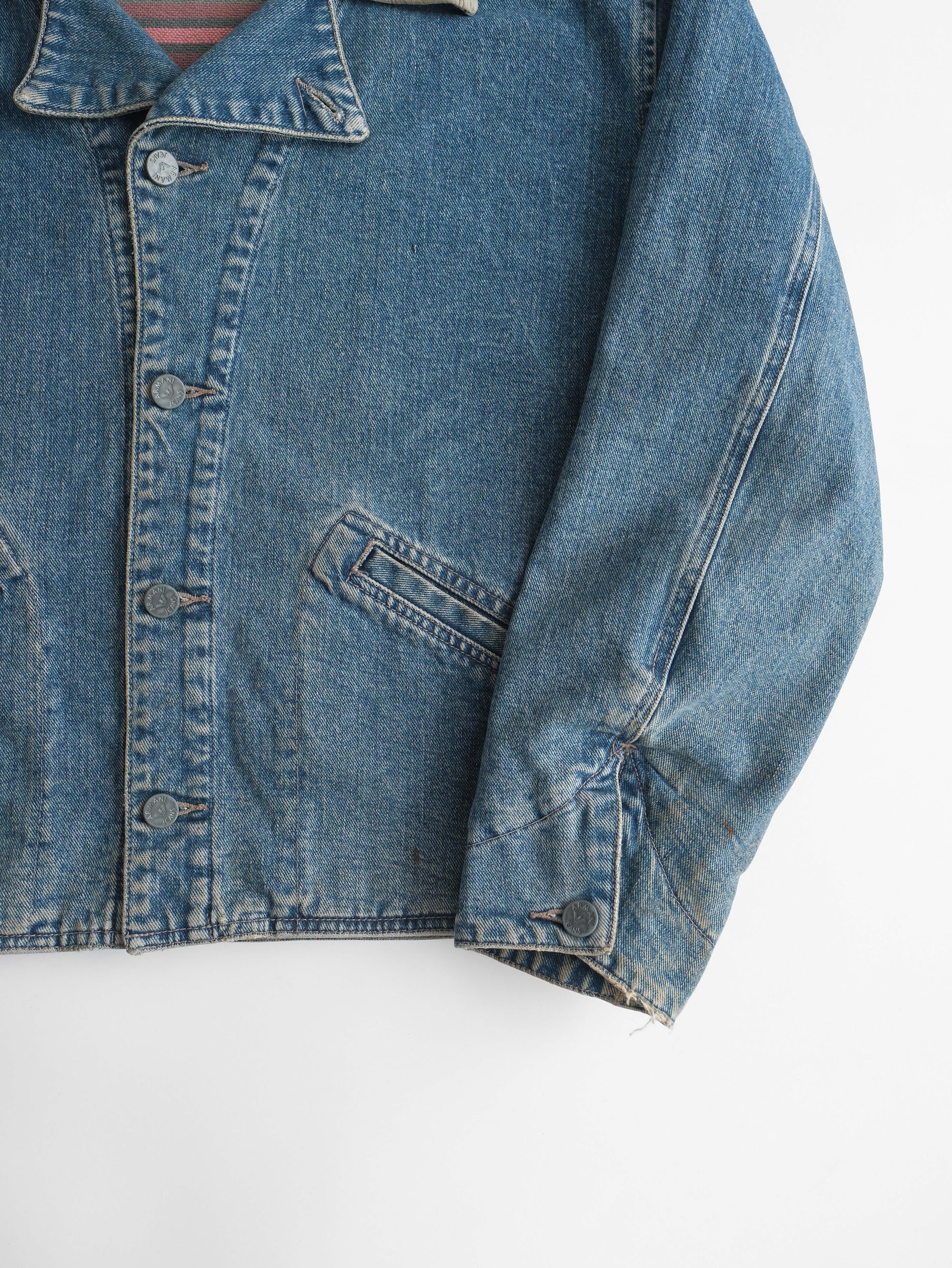 1990s ARMANI DENIM JEANS/ CORDUROY NECK JACKET