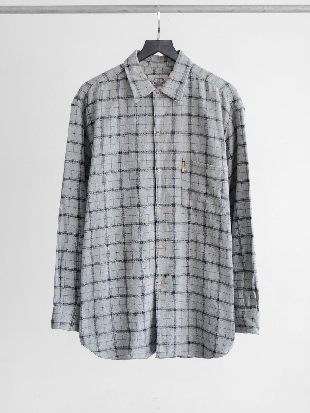 1990s ARMANI PLAID / TARTAN GREY JEANS/ FLANNEL LS SHIRT
