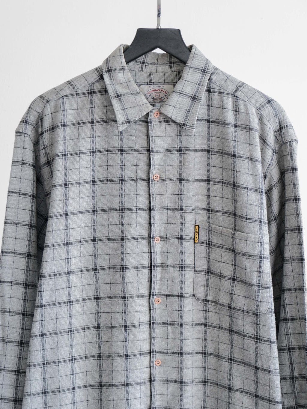 1990s ARMANI PLAID / TARTAN GREY JEANS/ FLANNEL LS SHIRT