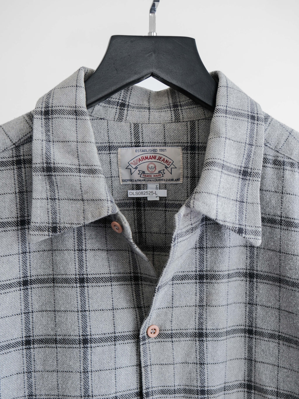 1990s ARMANI PLAID / TARTAN GREY JEANS/ FLANNEL LS SHIRT