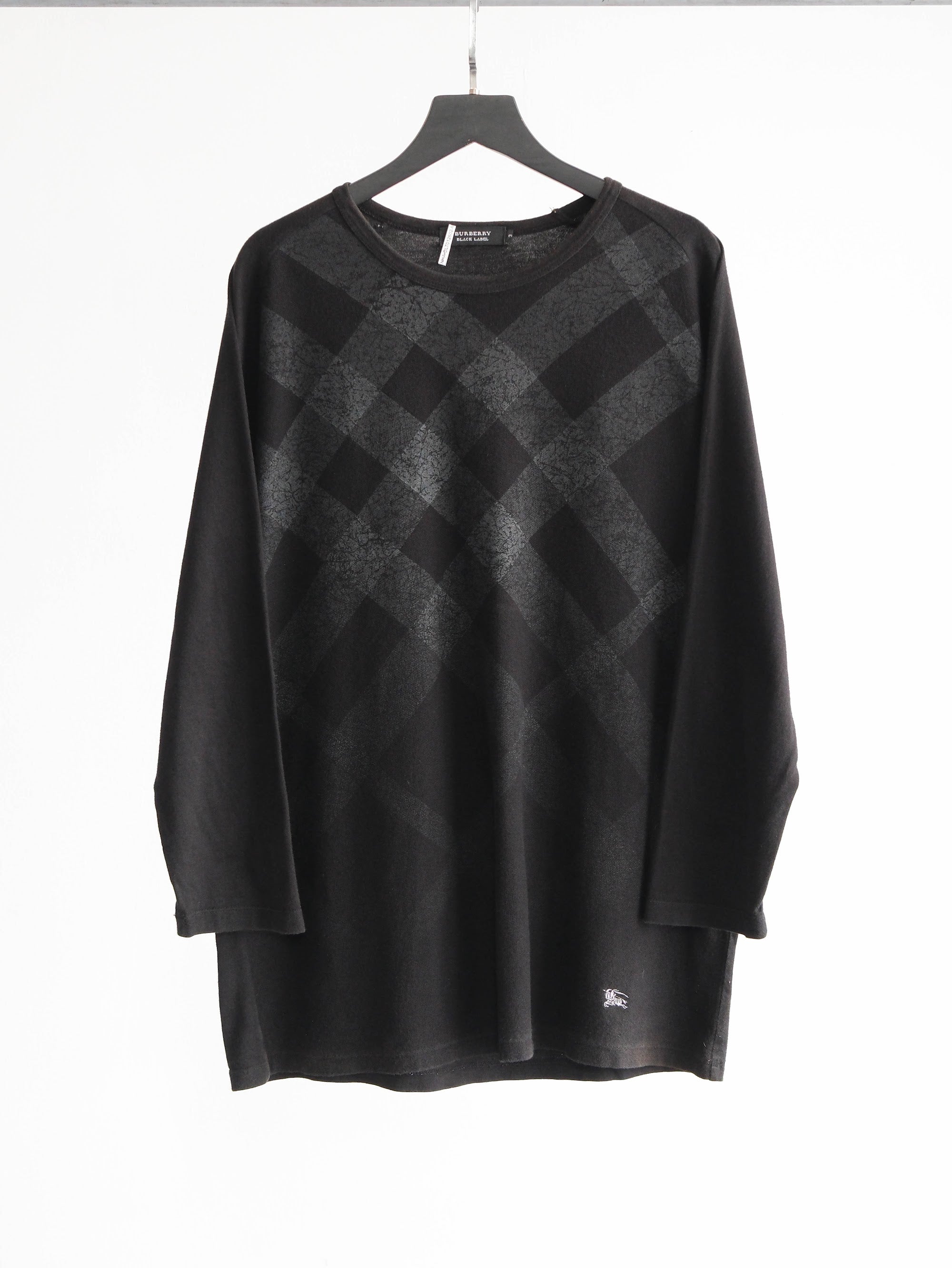1990s BURBERRY PLAID / TARTAN BLACK BLACK LABEL LS T-SHIRT
