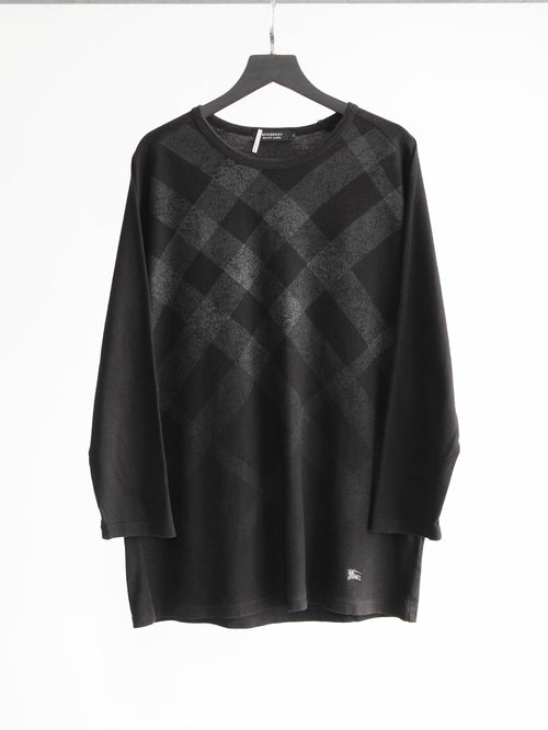 1990s BURBERRY PLAID / TARTAN BLACK BLACK LABEL LS T-SHIRT