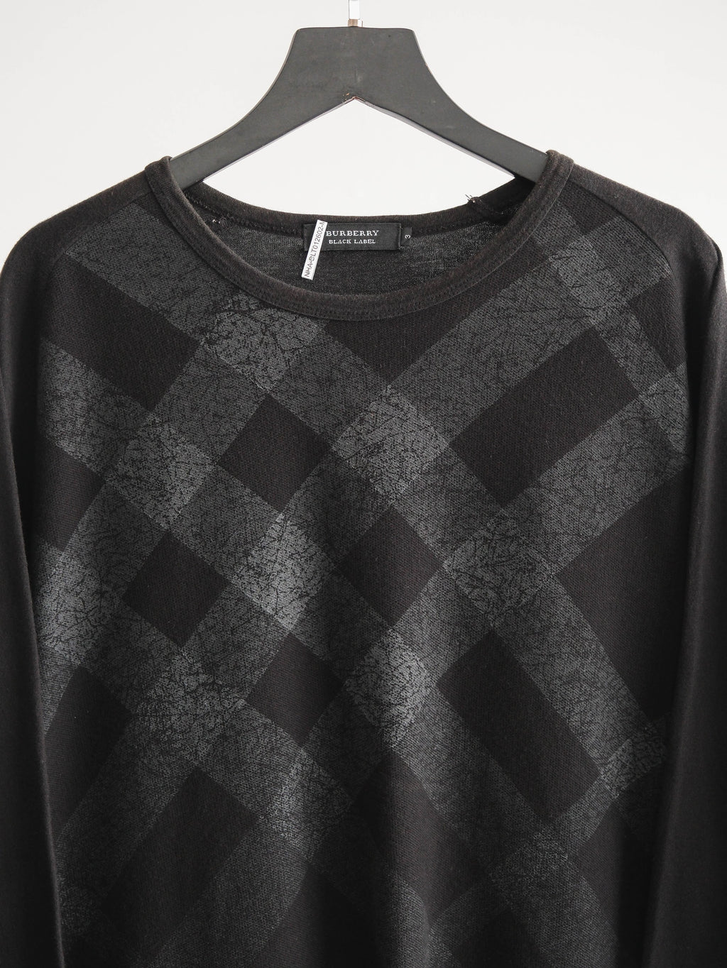 1990s BURBERRY PLAID / TARTAN BLACK BLACK LABEL LS T-SHIRT