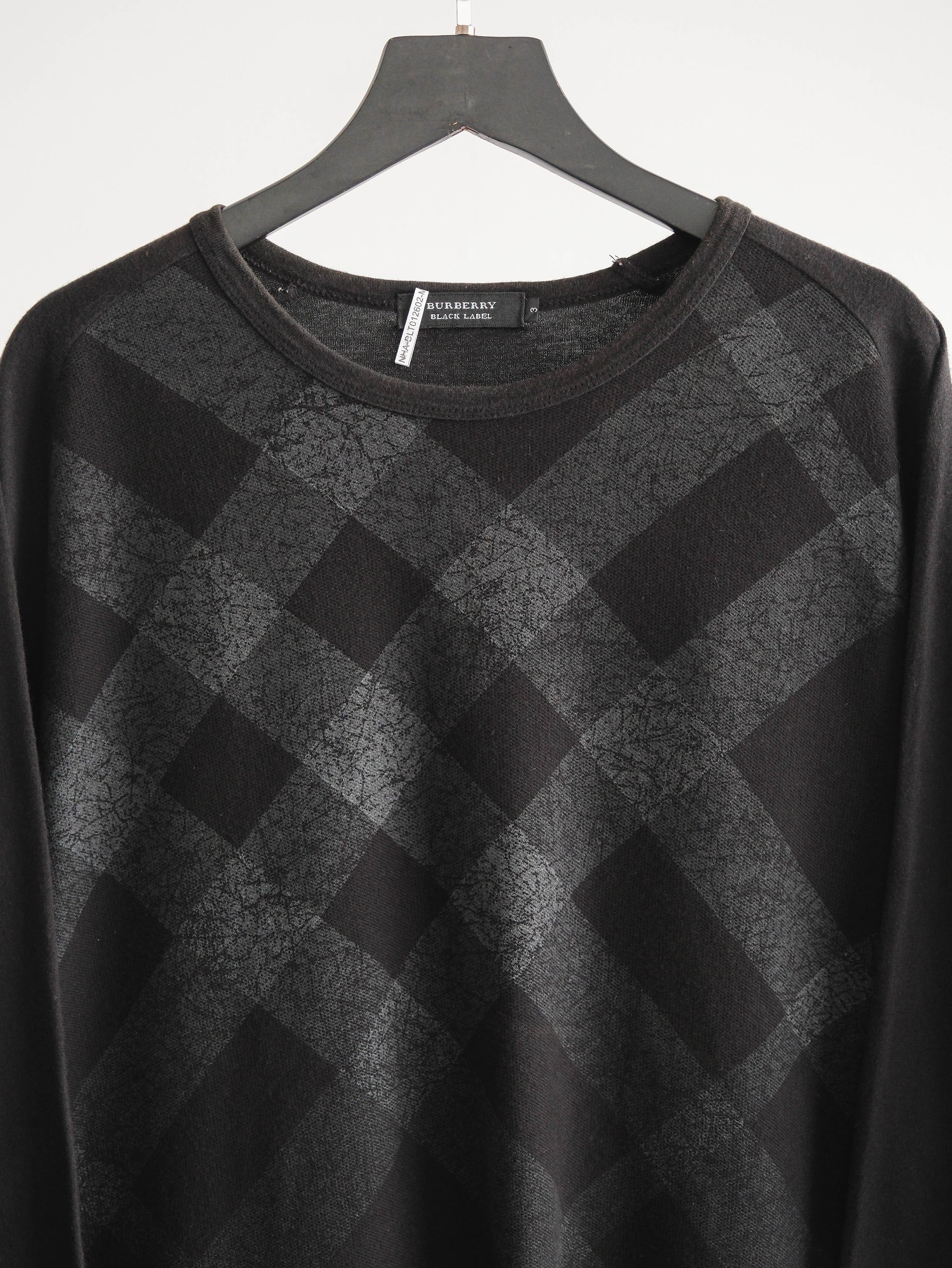 1990s BURBERRY PLAID / TARTAN BLACK BLACK LABEL LS T-SHIRT