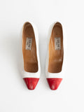 1990s CELINE WHITE / RED HEELS SIZE 36,5