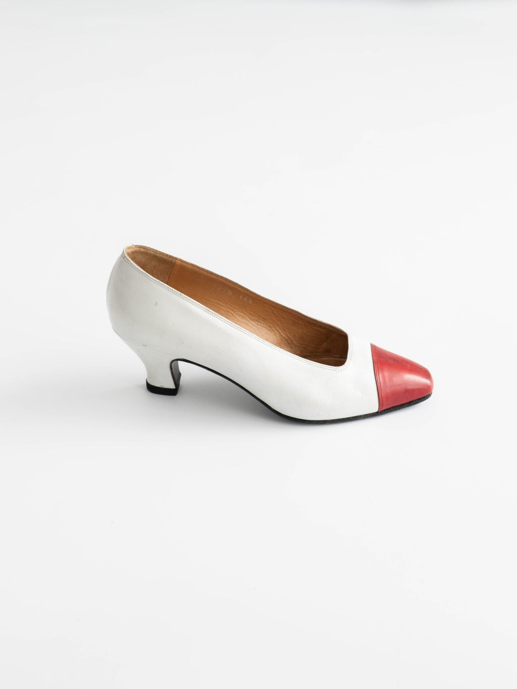 1990s CELINE WHITE / RED HEELS SIZE 36,5