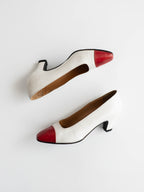 1990s CELINE WHITE / RED HEELS SIZE 36,5