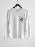 1990s CHROME HEARTS WHITE DOUBLE FLORAL LS T-SHIRT