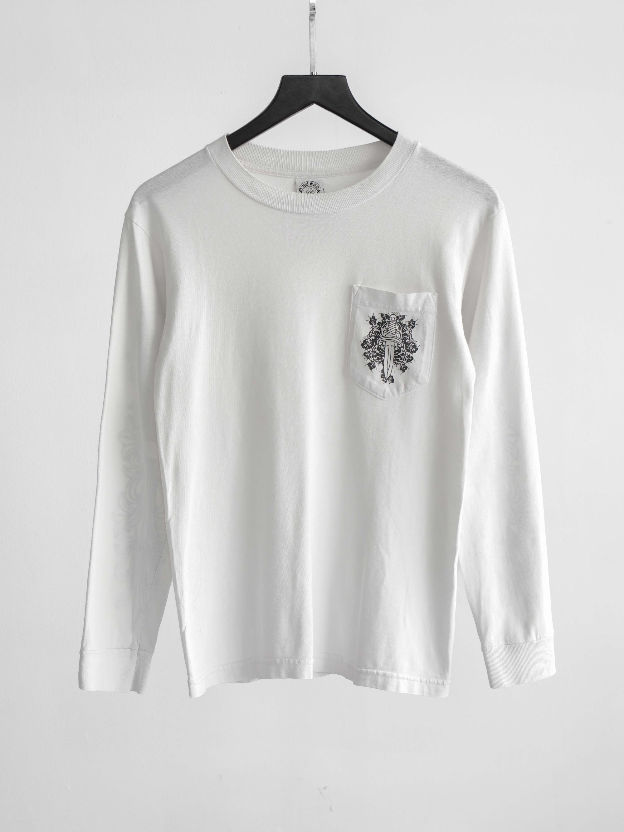 1990s CHROME HEARTS WHITE DOUBLE FLORAL LS T-SHIRT