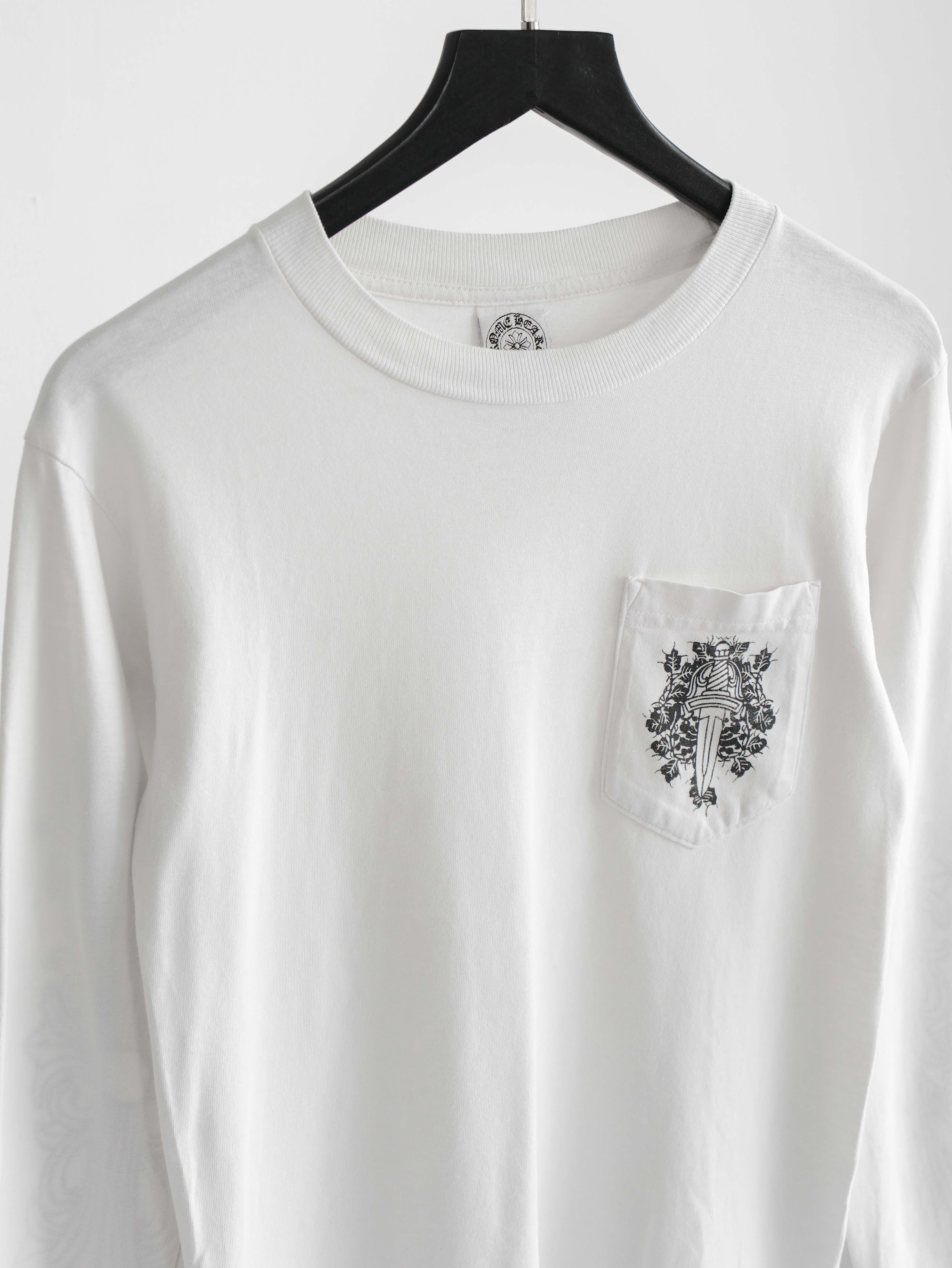 1990s CHROME HEARTS WHITE DOUBLE FLORAL LS T-SHIRT