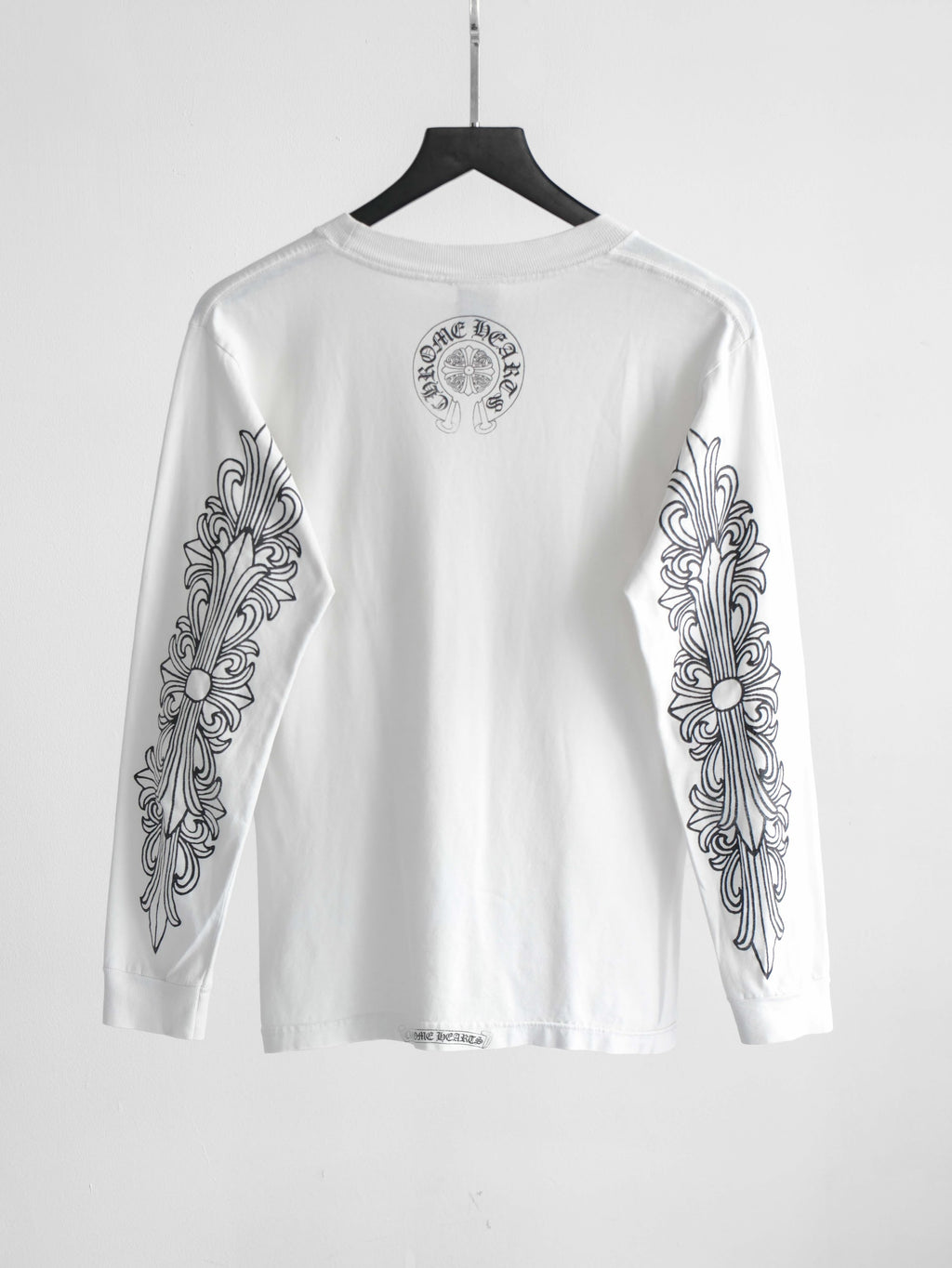 1990s CHROME HEARTS WHITE DOUBLE FLORAL LS T-SHIRT
