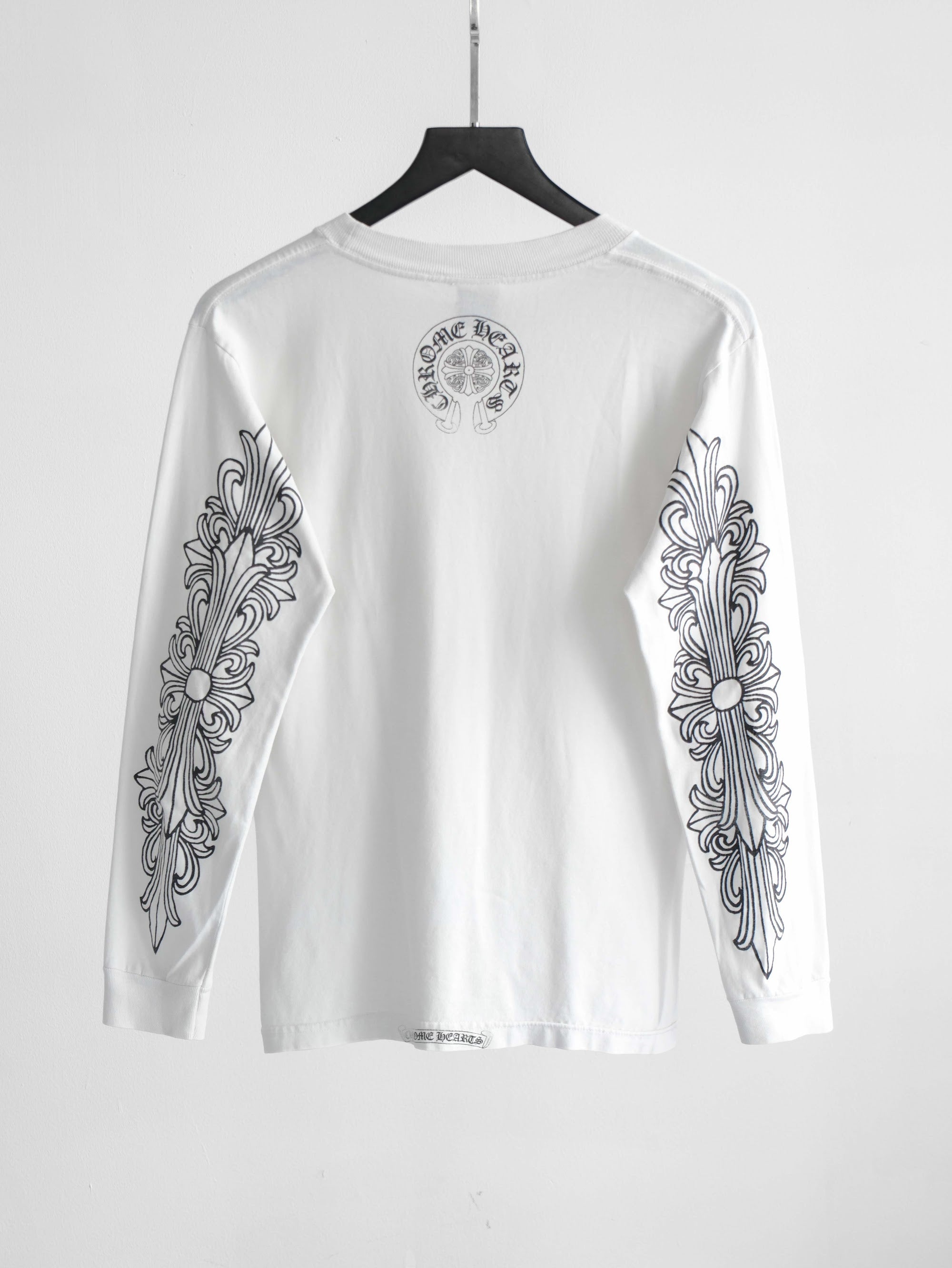 1990s CHROME HEARTS WHITE DOUBLE FLORAL LS T-SHIRT